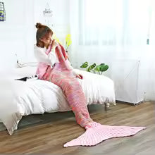 Rainbow Mermaid Tail Blanket