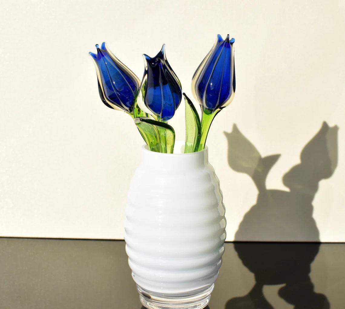 Blue-clear glass tulip