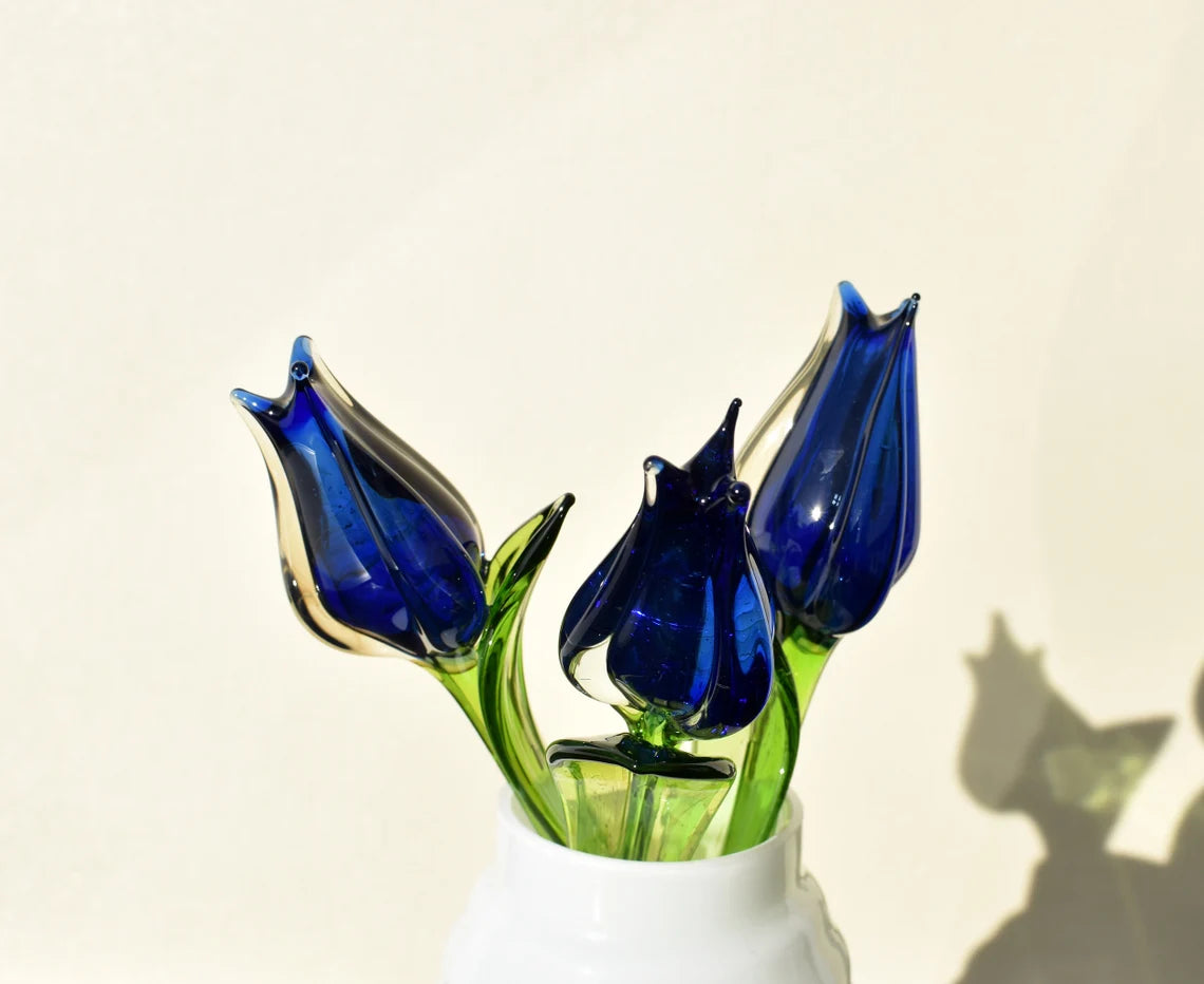 Blue-clear glass tulip