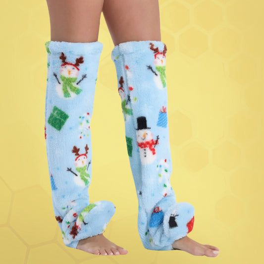 Blue Snowman Leg Warmer