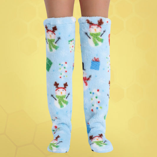 Blue Snowman Leg Warmer