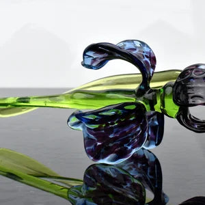 Long-stem Blue Cheetah Glass Iris