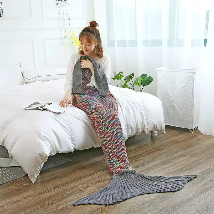Rainbow Mermaid Tail Blanket