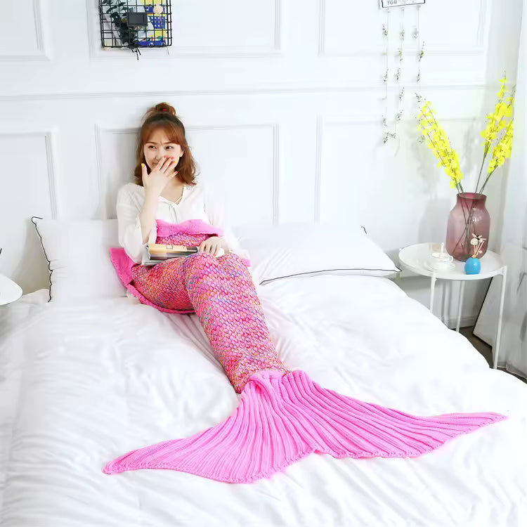 Rainbow Mermaid Tail Blanket
