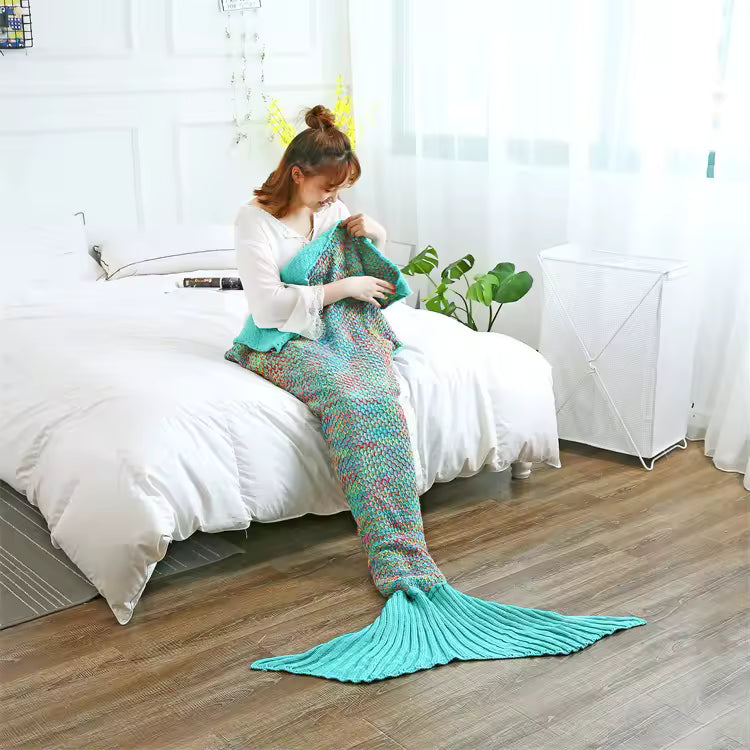 Rainbow Mermaid Tail Blanket