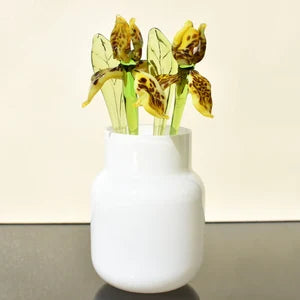 Yellow Tiger Iris Glass Flower