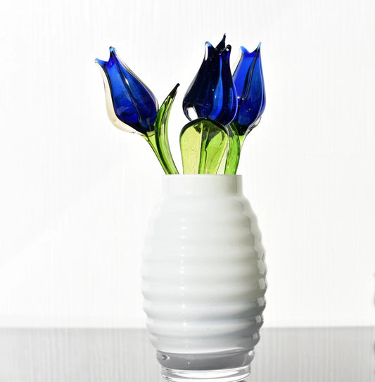 Blue-clear glass tulip