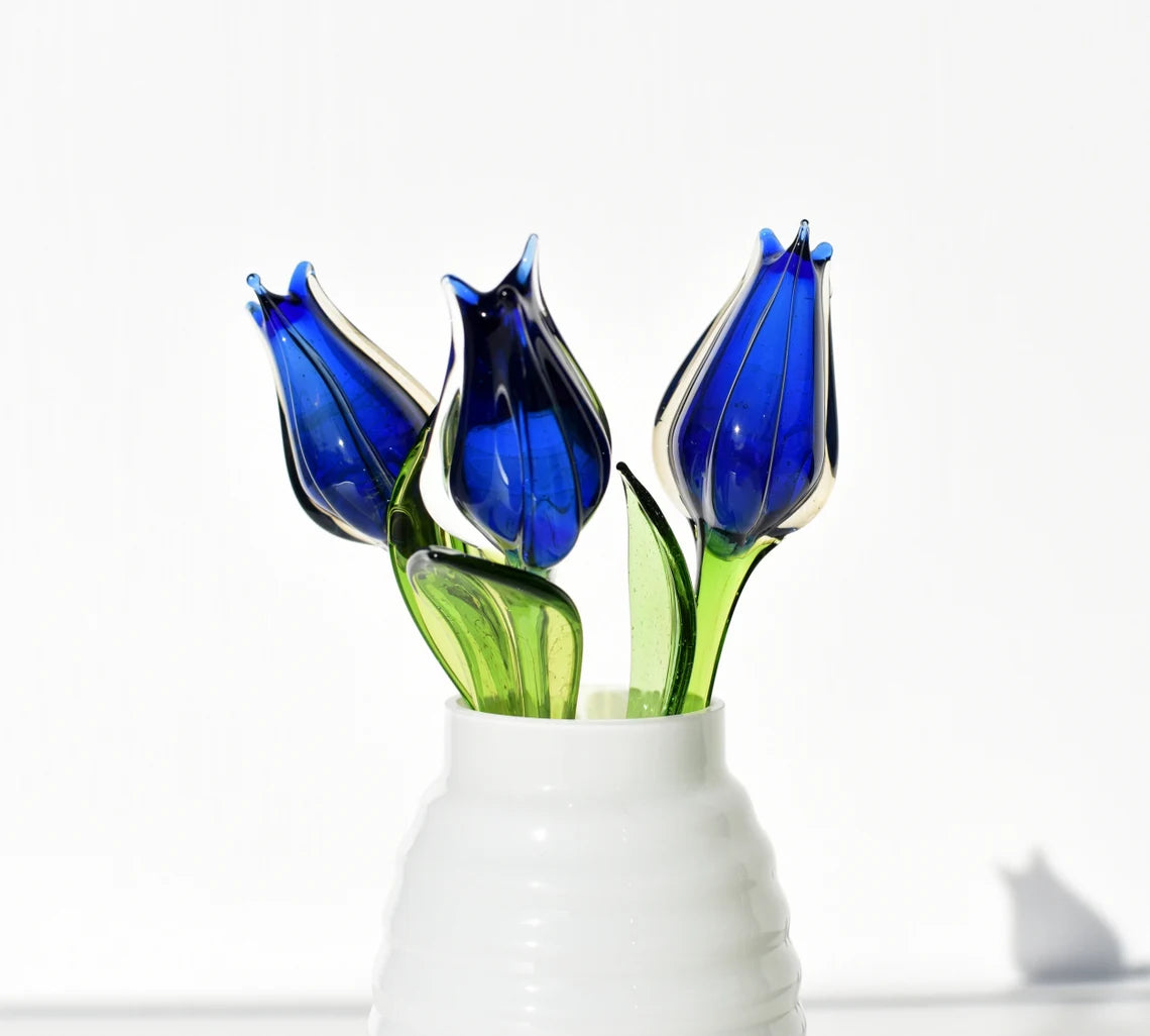 Blue-clear glass tulip
