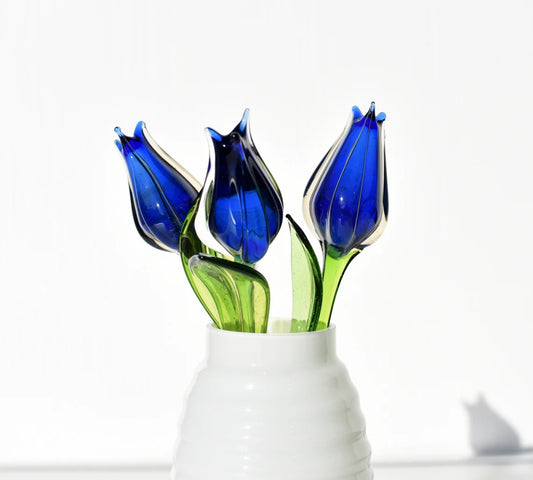 Blue-clear glass tulip