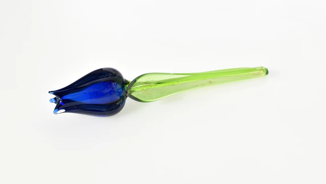 Blue-clear glass tulip