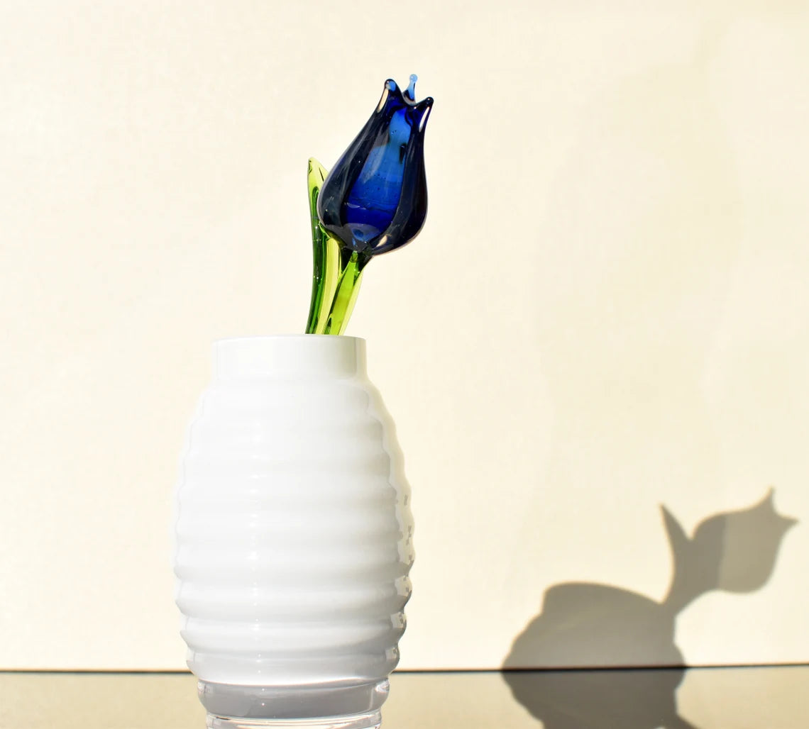 Blue-clear glass tulip