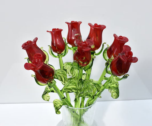 Red Rose Glass Flower