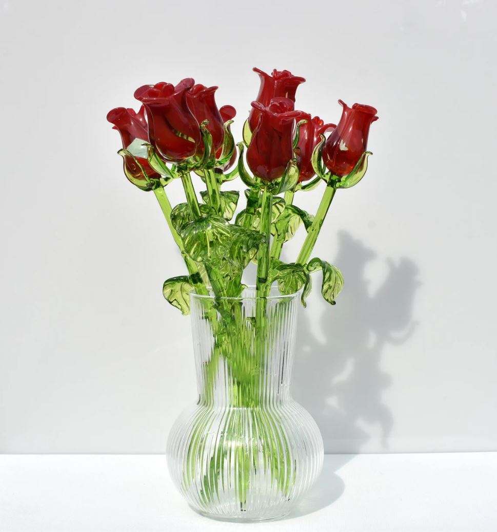 Red Rose Glass Flower