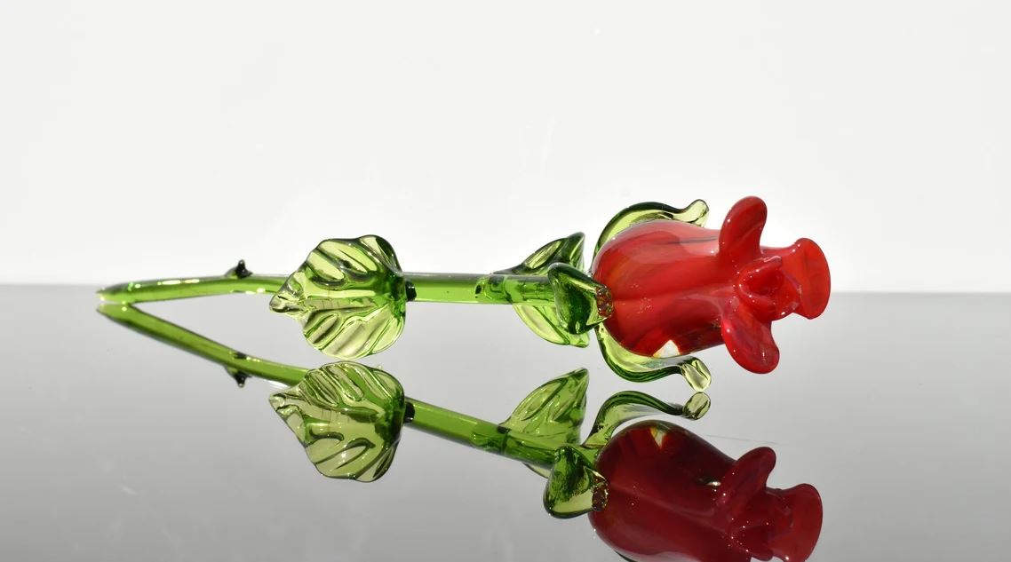 Red Rose Glass Flower