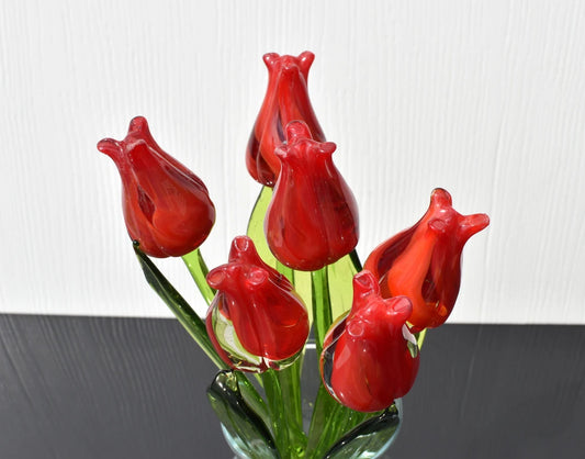 Red-clear glass tulip