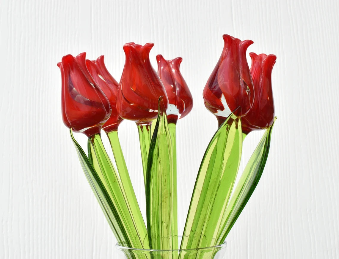 Red-clear glass tulip
